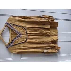 Dex Women's Mustard Embroidered Long Sleeve Blouse Size 1X